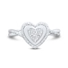 Thumbnail Image 3 of 1/10 CT. T.W. Multi-Diamond Frame Crossover Shank Heart Ring in Sterling Silver