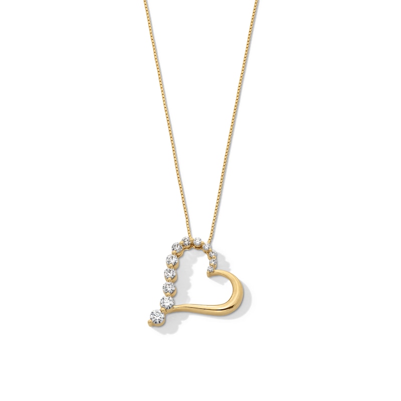 Main Image 1 of 1/2 CT. T.W. Journey Certified Lab-Created Diamond Tilted Heart Pendant in 10K Gold (I/SI2)