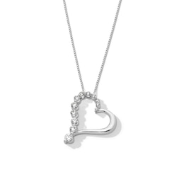 1/2 CT. T.W. Journey Certified Lab-Created Diamond Tilted Heart Pendant in 10K White Gold (I/SI2)