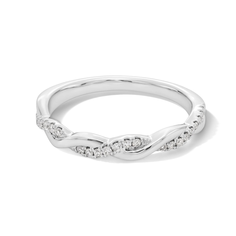 Main Image 1 of 1/8 CT. T.W. Diamond Twist Band in 10K White Gold