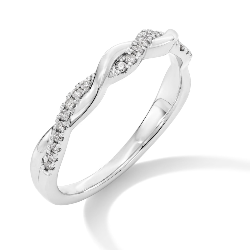 Main Image 3 of 1/8 CT. T.W. Diamond Twist Band in 10K White Gold