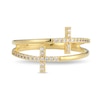 Thumbnail Image 3 of 1/6 CT. T.W. Diamond Double Cross Split Ring in Sterling Silver with 18K Gold Plate