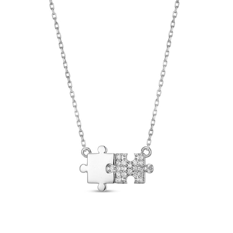 Main Image 1 of 1/10 CT. T.W. Diamond Puzzle Necklace in Sterling Silver