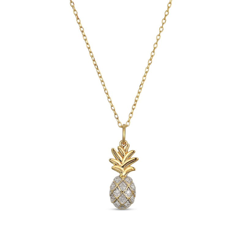 Main Image 1 of 1/10 CT. T.W. Diamond Pineapple Pendant in Sterling Silver with 18K Gold Plate