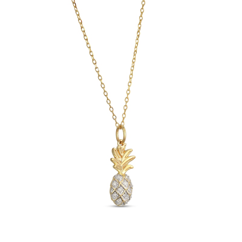 Main Image 2 of 1/10 CT. T.W. Diamond Pineapple Pendant in Sterling Silver with 18K Gold Plate