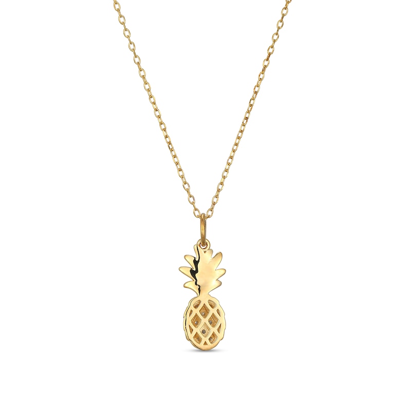 Main Image 3 of 1/10 CT. T.W. Diamond Pineapple Pendant in Sterling Silver with 18K Gold Plate