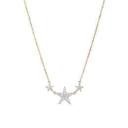 1/5 CT. T.W. Diamond Triple Star Necklace in Sterling Silver with 18K Gold Plate