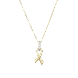 1/20 CT. T.W. Diamond Awareness Ribbon Pendant in Sterling Silver with 18K Gold Plate