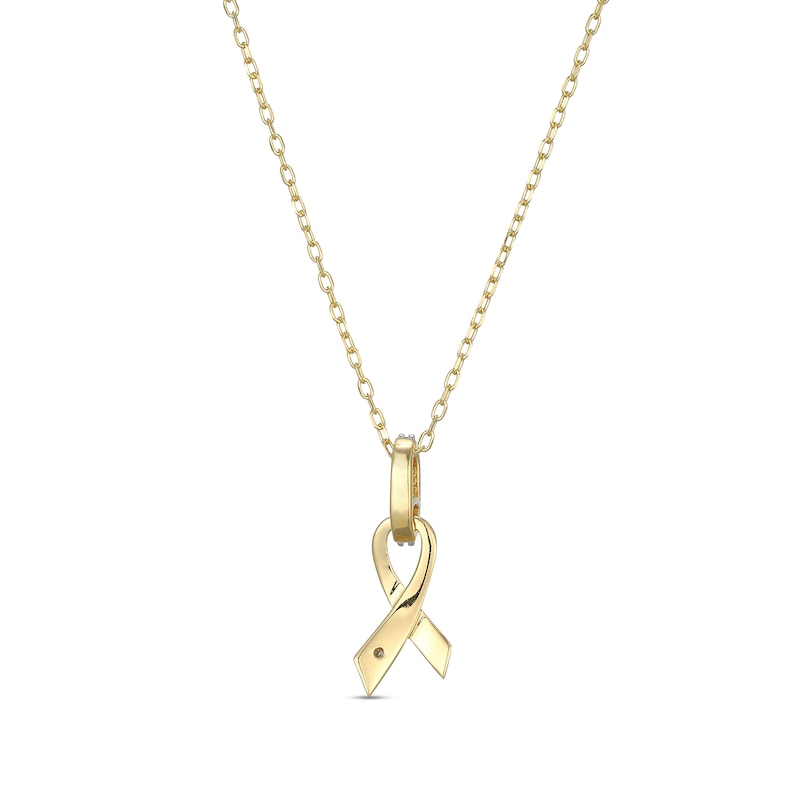 Main Image 3 of 1/20 CT. T.W. Diamond Awareness Ribbon Pendant in Sterling Silver with 18K Gold Plate