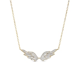 1/4 CT. T.W Diamond Angel Wings Necklace in Sterling Silver with 18K Gold Plate