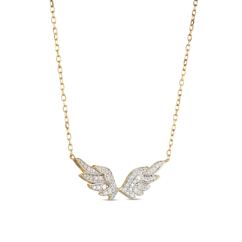 Main Image 2 of 1/4 CT. T.W Diamond Angel Wings Necklace in Sterling Silver with 18K Gold Plate