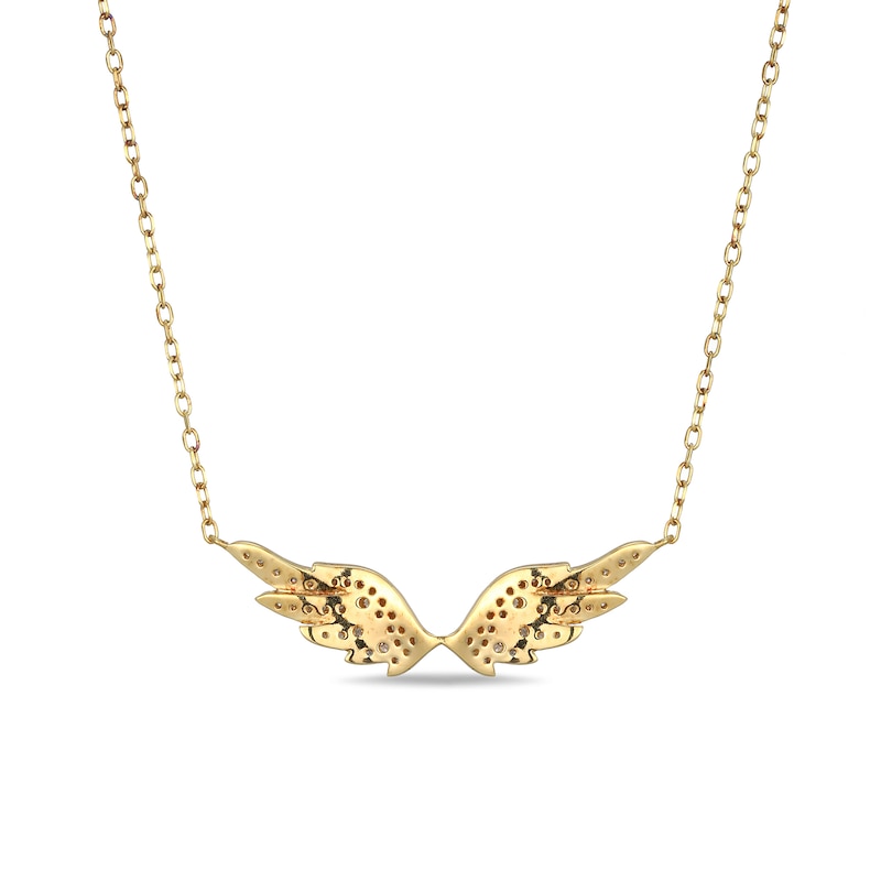 Main Image 3 of 1/4 CT. T.W Diamond Angel Wings Necklace in Sterling Silver with 18K Gold Plate