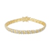 Thumbnail Image 1 of Diamond Accent Layered Chevron Link Bracelet in Sterling Silver with 18K Gold Plate - 7.25”