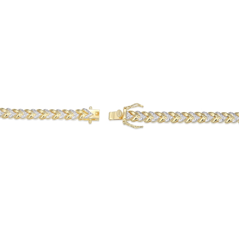 Main Image 3 of Diamond Accent Layered Chevron Link Bracelet in Sterling Silver with 18K Gold Plate - 7.25”