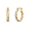 Thumbnail Image 1 of Diamond Accent Twist Hoop Earrings in Sterling Silver with 18K Gold Plate