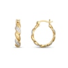 Thumbnail Image 2 of Diamond Accent Twist Hoop Earrings in Sterling Silver with 18K Gold Plate