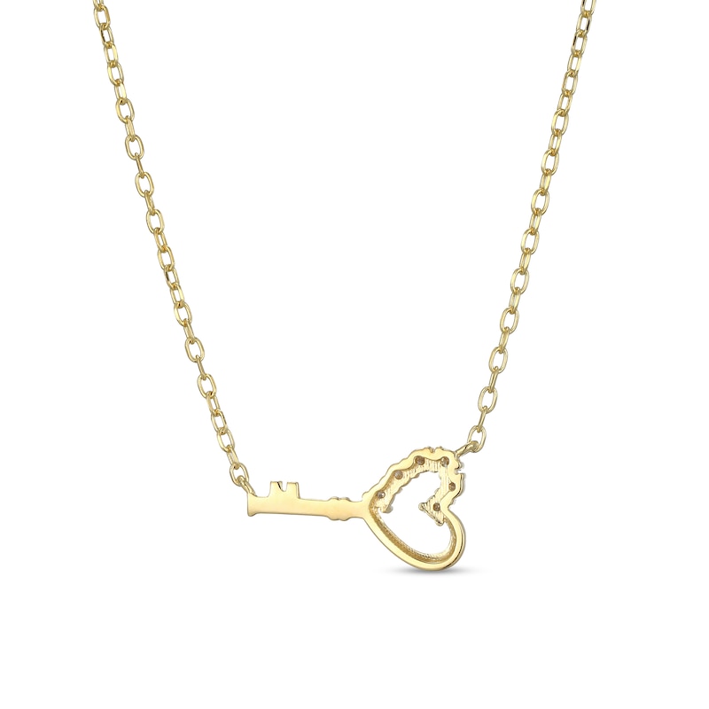 Main Image 3 of 1/15 CT. T.W. Diamond Key with Heart Necklace in Sterling Silver with 18K Gold Plate