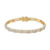 Thumbnail Image 1 of Diamond Accent Alternating &quot;S&quot; Link Bracelet in Sterling Silver with 18K Gold Plate - 7.25”