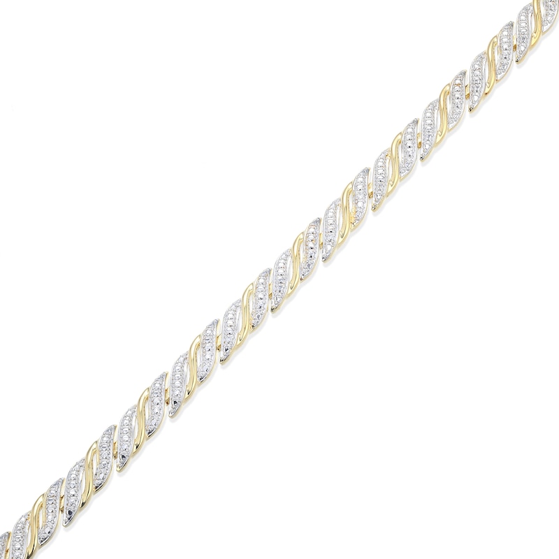 Main Image 2 of Diamond Accent Alternating &quot;S&quot; Link Bracelet in Sterling Silver with 18K Gold Plate - 7.25”