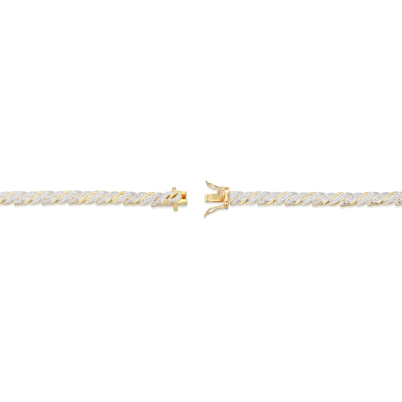 Main Image 3 of Diamond Accent Alternating &quot;S&quot; Link Bracelet in Sterling Silver with 18K Gold Plate - 7.25”