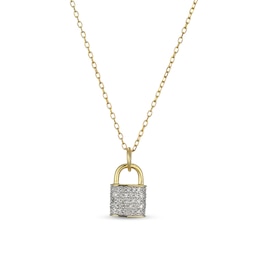 1/5 CT. T.W. Diamond Padlock Pendant in Sterling Silver with 18K Gold Plate