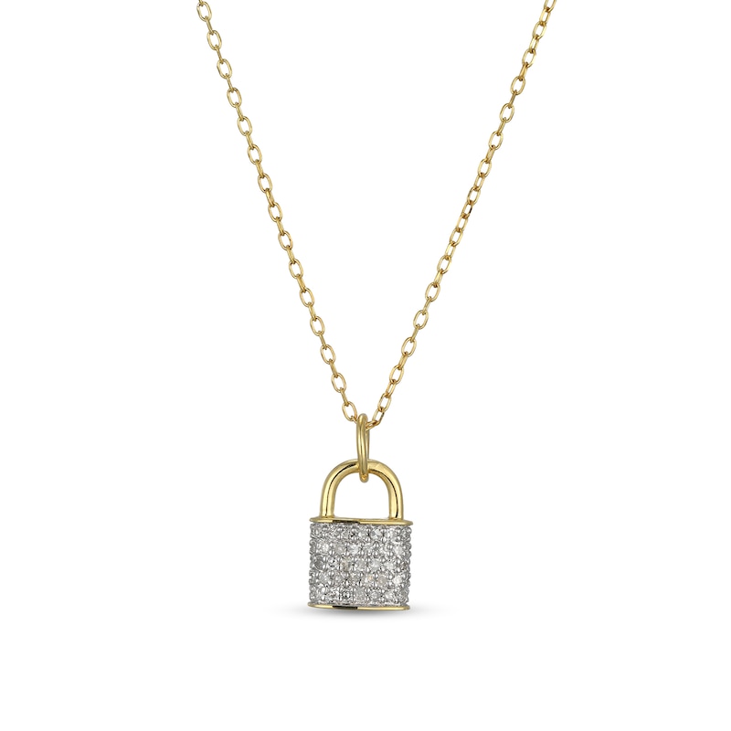 Main Image 1 of 1/5 CT. T.W. Diamond Padlock Pendant in Sterling Silver with 18K Gold Plate