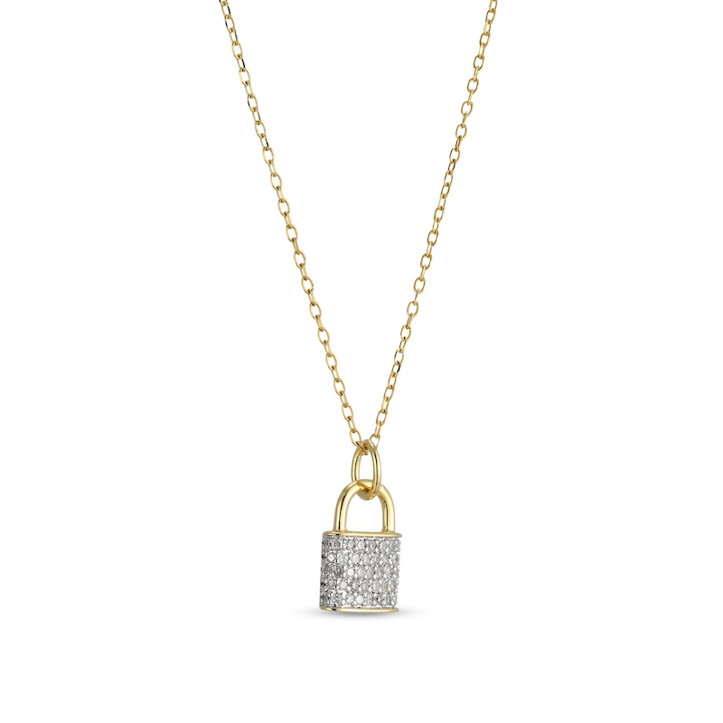 Main Image 2 of 1/5 CT. T.W. Diamond Padlock Pendant in Sterling Silver with 18K Gold Plate