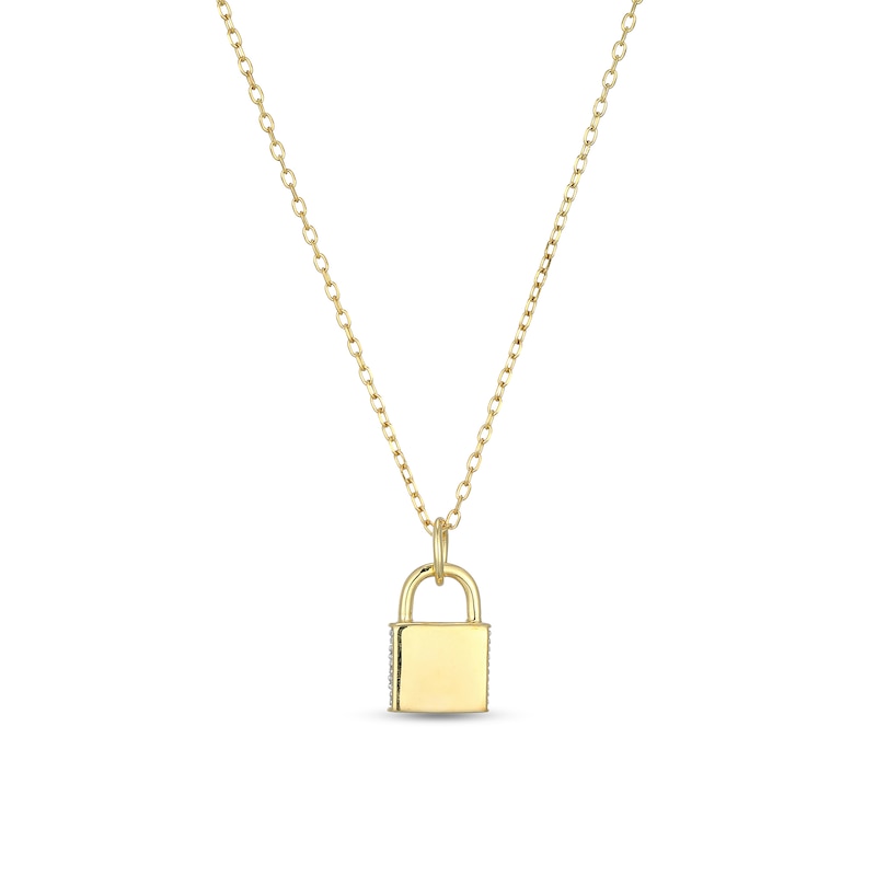 Main Image 3 of 1/5 CT. T.W. Diamond Padlock Pendant in Sterling Silver with 18K Gold Plate