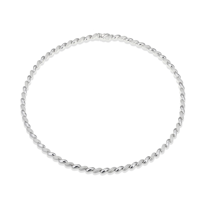 Main Image 1 of Diamond Accent Alternating San Marco Chain Necklace in Sterling Silver