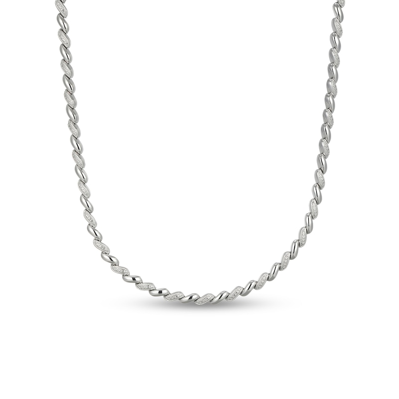 Main Image 2 of Diamond Accent Alternating San Marco Chain Necklace in Sterling Silver