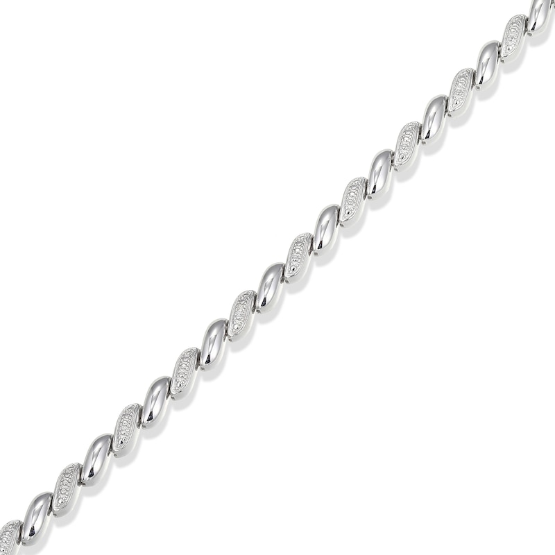 Main Image 3 of Diamond Accent Alternating San Marco Chain Necklace in Sterling Silver