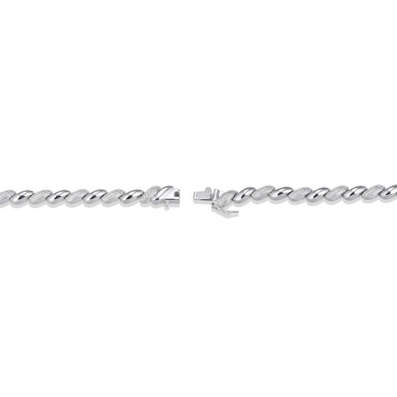 Main Image 4 of Diamond Accent Alternating San Marco Chain Necklace in Sterling Silver