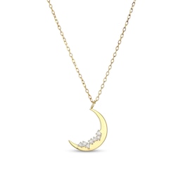 1/15 CT. T.W. Diamond Crescent Moon Pendant in Sterling Silver with 18K Gold Plate