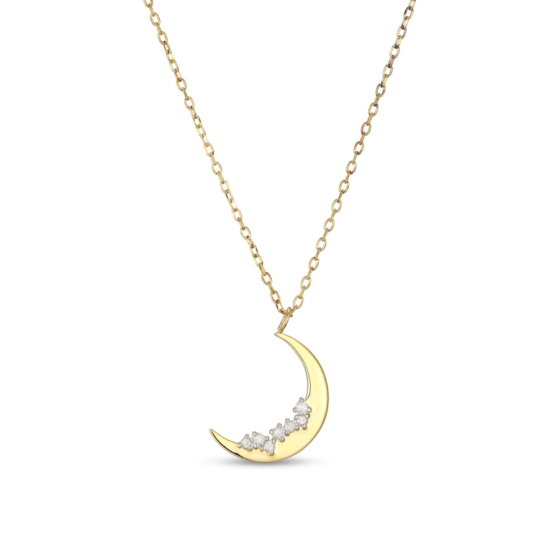 Main Image 1 of 1/15 CT. T.W. Diamond Crescent Moon Pendant in Sterling Silver with 18K Gold Plate