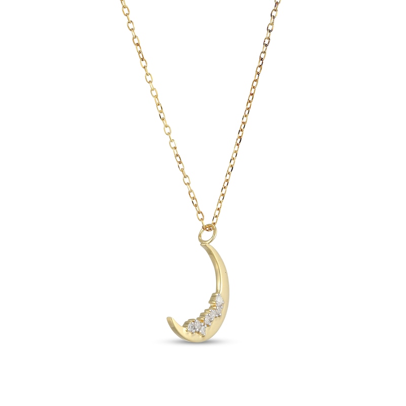 Main Image 2 of 1/15 CT. T.W. Diamond Crescent Moon Pendant in Sterling Silver with 18K Gold Plate