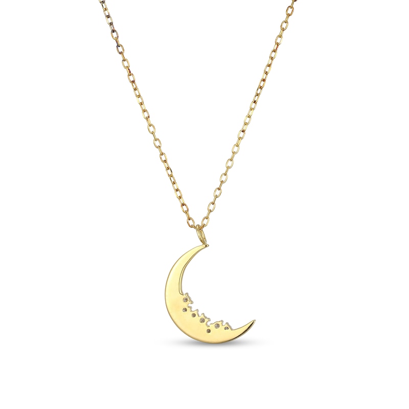 Main Image 3 of 1/15 CT. T.W. Diamond Crescent Moon Pendant in Sterling Silver with 18K Gold Plate