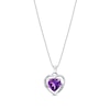 Thumbnail Image 1 of 8.0mm Heart-Shaped Amethyst and 1/20 CT. T.W. Diamond Frame Pendant in 14K White Gold