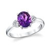 Thumbnail Image 1 of Oval Amethyst and 1/20 CT. T.W. Diamond Heart-Sides Ring in 10K White Gold