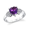 Thumbnail Image 1 of 8.0mm Heart-Shaped Amethyst and 1/8 CT. T.W. Diamond Heart-Sides Ring in 10K White Gold