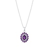 Thumbnail Image 1 of Oval and Round Amethyst with 1/6 CT. T.W. Diamond Double Frame Pendant in 10K White Gold