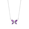 Thumbnail Image 1 of Marquise and Round Amethyst with 1/20 CT. T.W. Diamond Butterfly Necklace in 14K White Gold