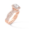 Thumbnail Image 3 of 1-1/2 CT. T.W. Certified Lab-Created Diamond Cushion Frame Twist Shank Engagement Ring in 14K Rose Gold (F/SI2)