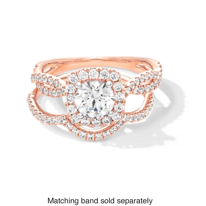 Main Image 3 of 1-1/2 CT. T.W. Certified Lab-Created Diamond Cushion Frame Twist Shank Engagement Ring in 14K Rose Gold (F/SI2)