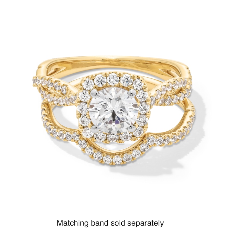 Main Image 3 of 1-1/2 CT. T.W. Certified Lab-Created Diamond Cushion Frame Twist Shank Engagement Ring in 14K Gold (F/SI2)