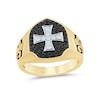 Thumbnail Image 1 of Men’s 3/4 CT. T.W. Black and White Diamond Cross Fleur-de-Lis Ring 10K Gold - Size 10