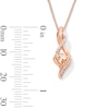 Thumbnail Image 2 of 5.0mm Heart-Shaped Morganite and 1/20 CT. T.W. Diamond Twist Drop Pendant in 10K Rose Gold