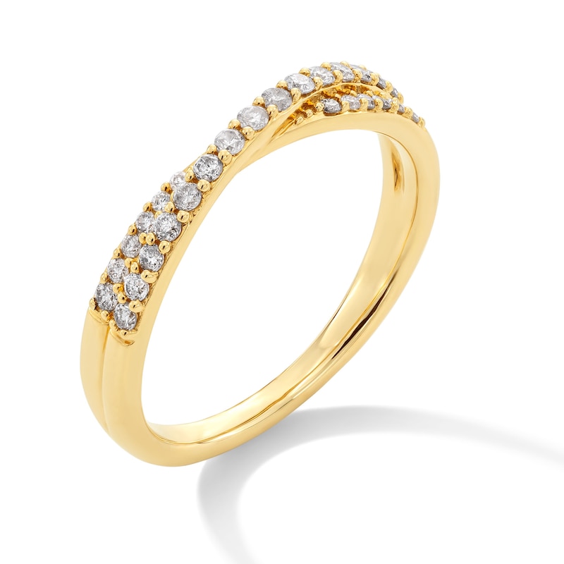 Main Image 3 of 1/4 CT. T.W. Diamond Crossover Band in 10K Gold