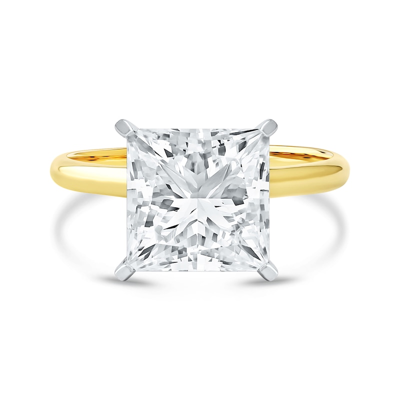 Main Image 3 of 4 CT. Princess-Cut Certified Lab-Created Diamond Solitaire Engagement Ring in 14K Two-Tone Gold (F/VS2)