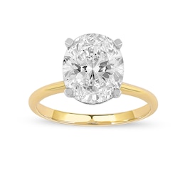 3 CT. Oval Certified Lab-Created Diamond Solitaire Engagement Ring in 14K Two-Tone Gold (F/VS2)