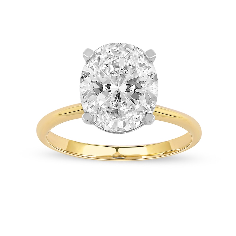 Main Image 1 of 3 CT. Oval Certified Lab-Created Diamond Solitaire Engagement Ring in 14K Two-Tone Gold (F/VS2)